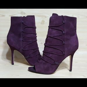 Sam Edelman Peep Toe Burgundy Suede  Booties 7